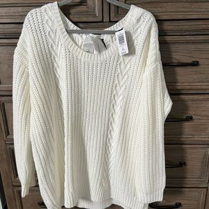 Torrid, size 2 (18-20), light cream sweater with bow on back neckline